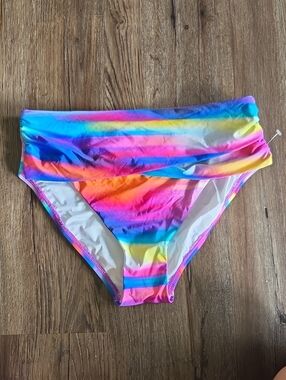 Nwot La Blanca Rainbow Foldover Bikini Bottoms - Multicolor Size 8